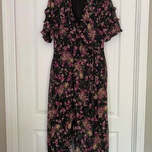 Kensie Black and Pink High Low Dress